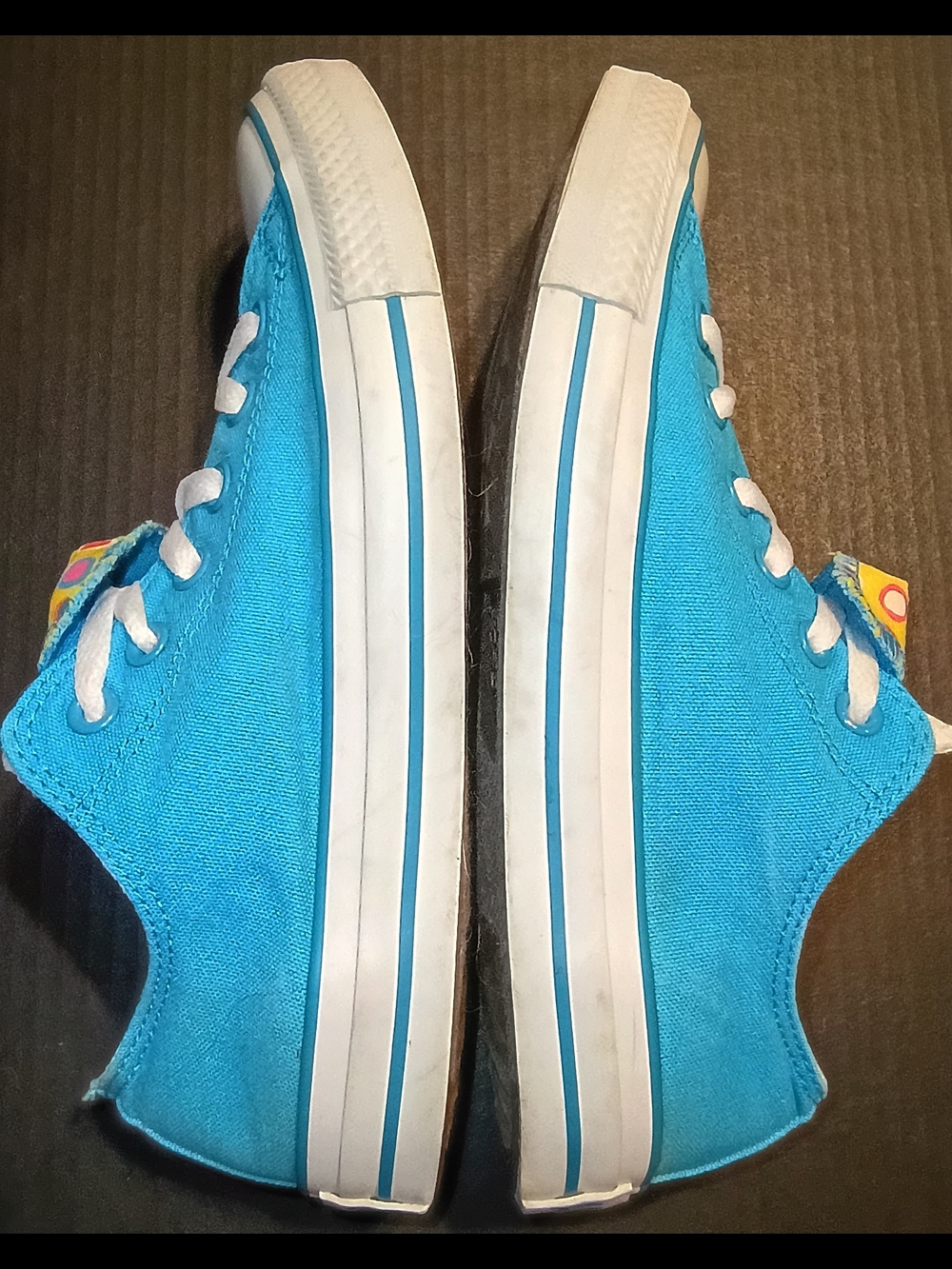 Converse Turquoise Low Top Canvas Sneakers with Polka Dot Tongue - Picture 6 of 10